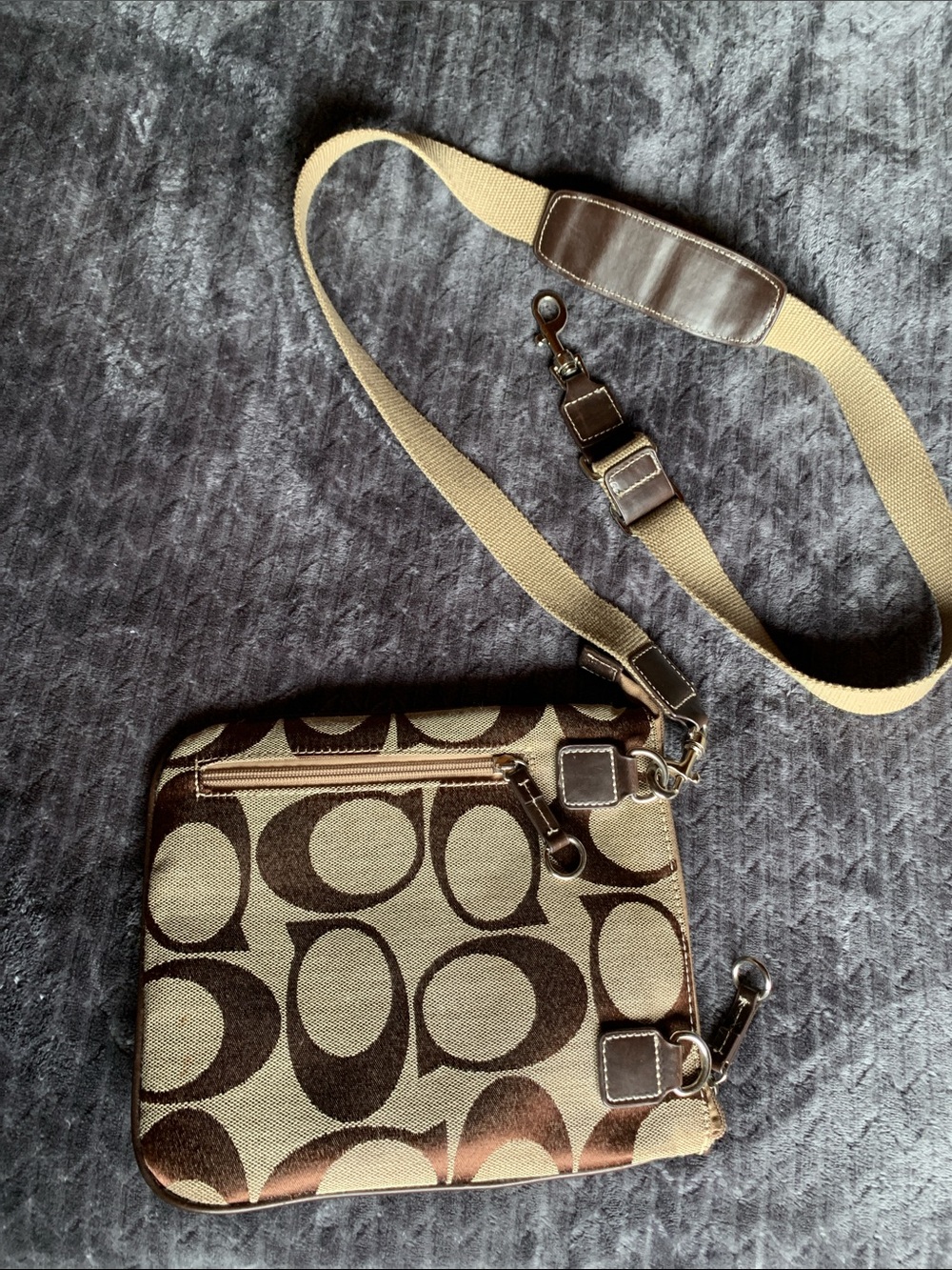 Coach Canvas Crossbody Swing Bag in Brown and Tan